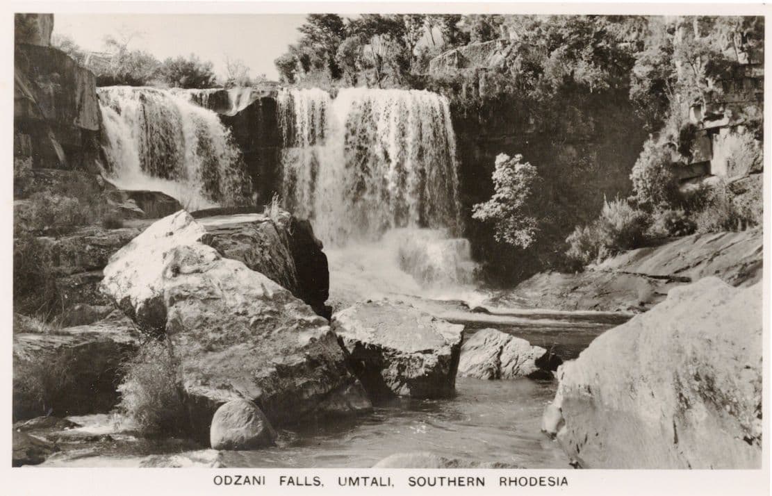 Odzani Falls Umtall Rhodesia Real Photo African Rare Old Postcard