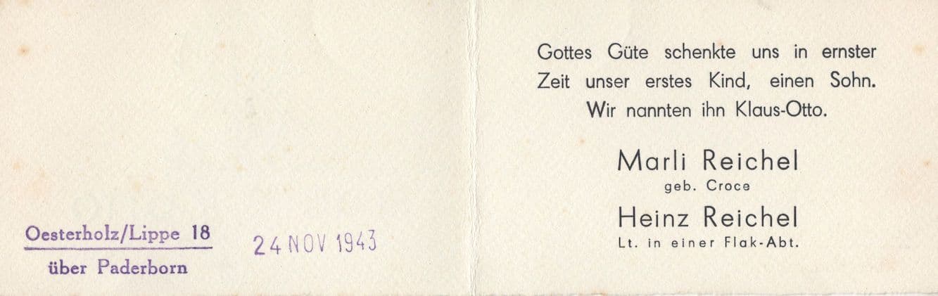 Oesterholz Haustenbeck German WW2 War Business Card