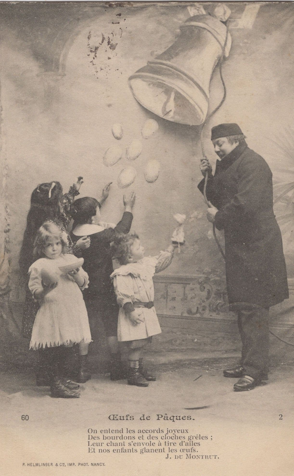 Oeufs De Paques French Bellringing Bellringers Old Postcard