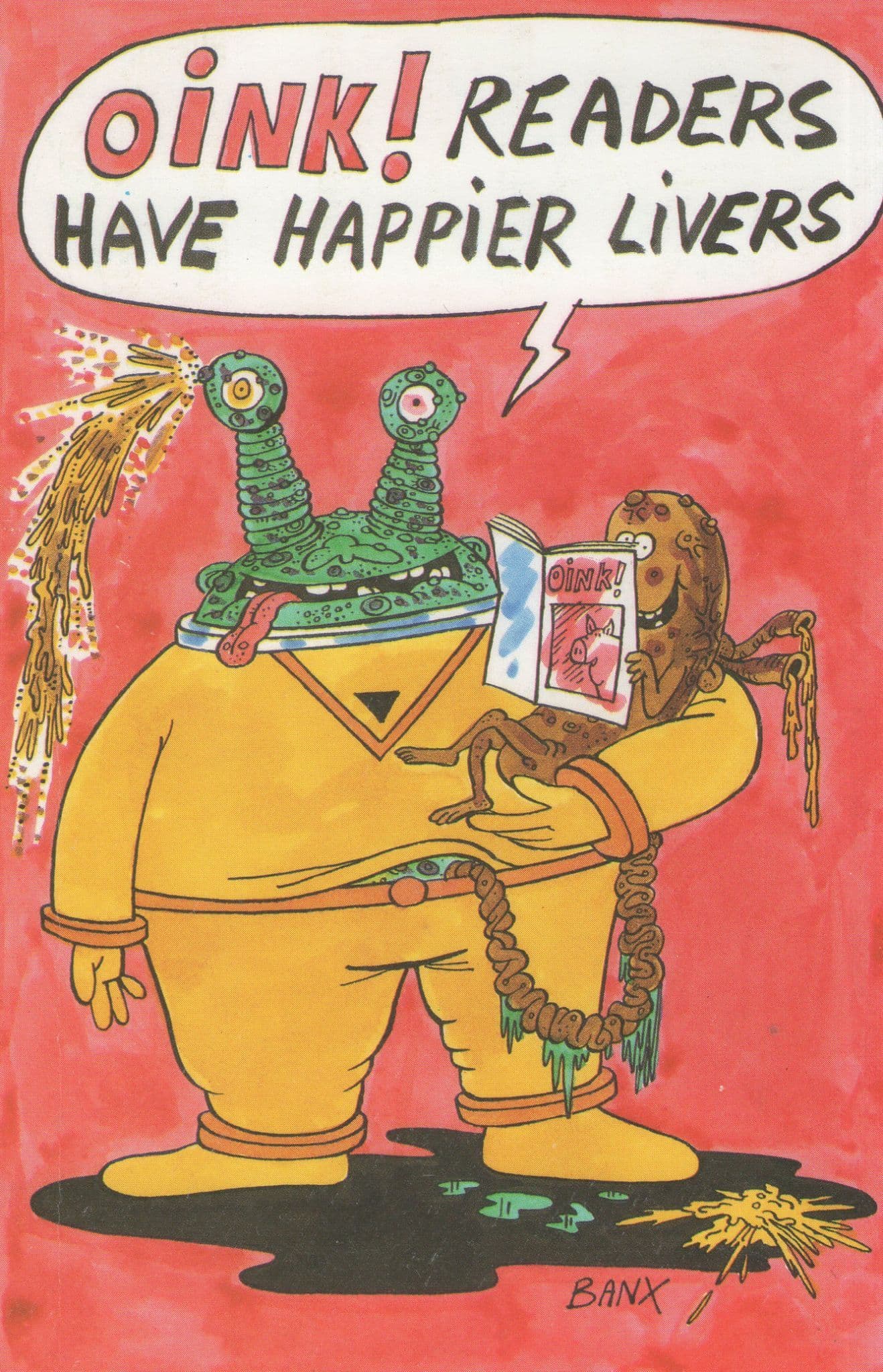 Oink Anarchy Viz Style Magazine UFO Space Creature Advertising Postcard