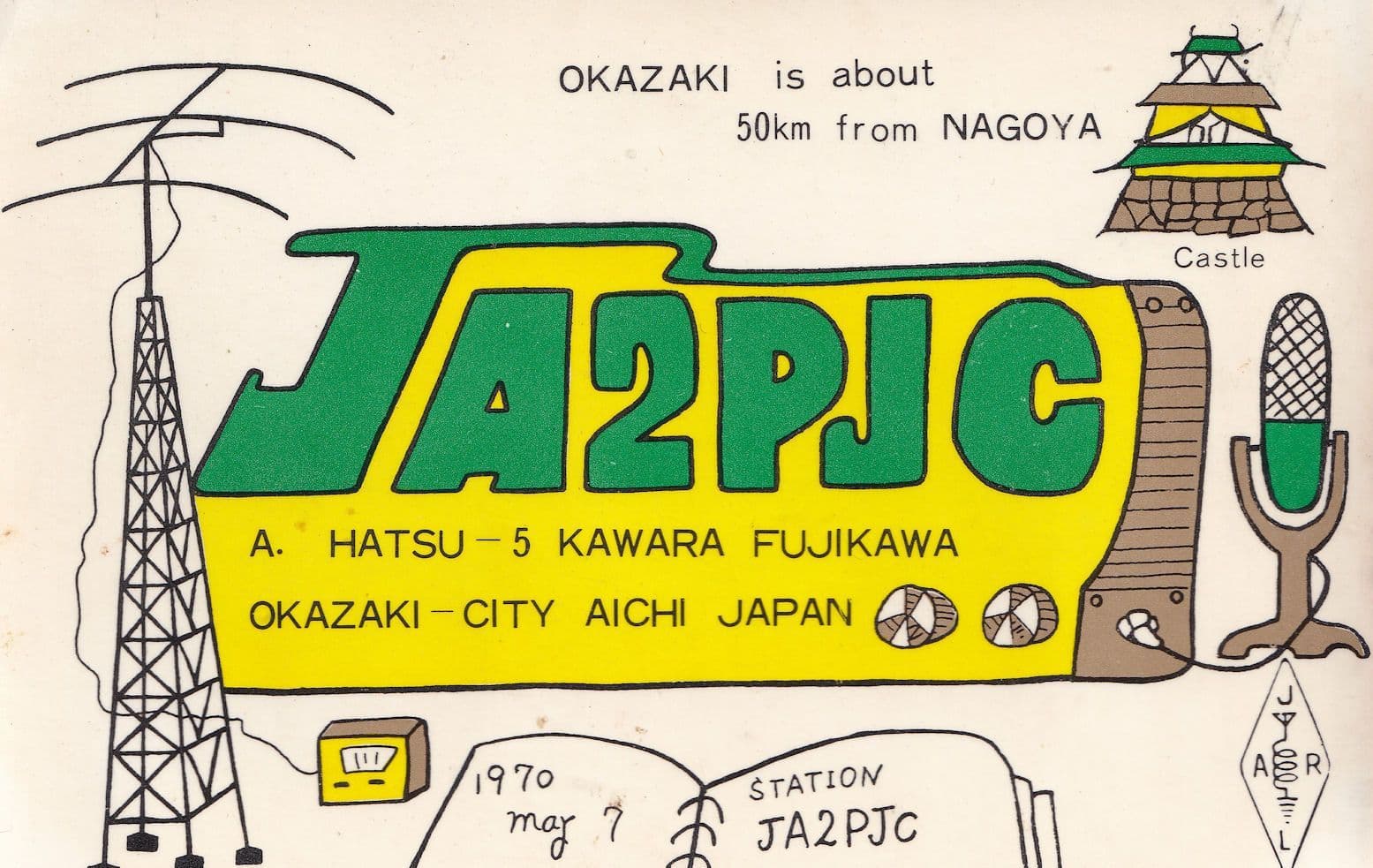 Okazaki Aichi Japan Amateur Radio Station QSL Radio Card