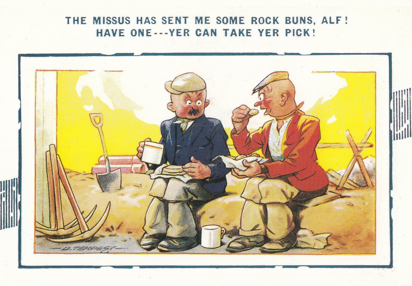 Old Age Pensioners Eat Rock Buns Alfie Comic Humour Postcard