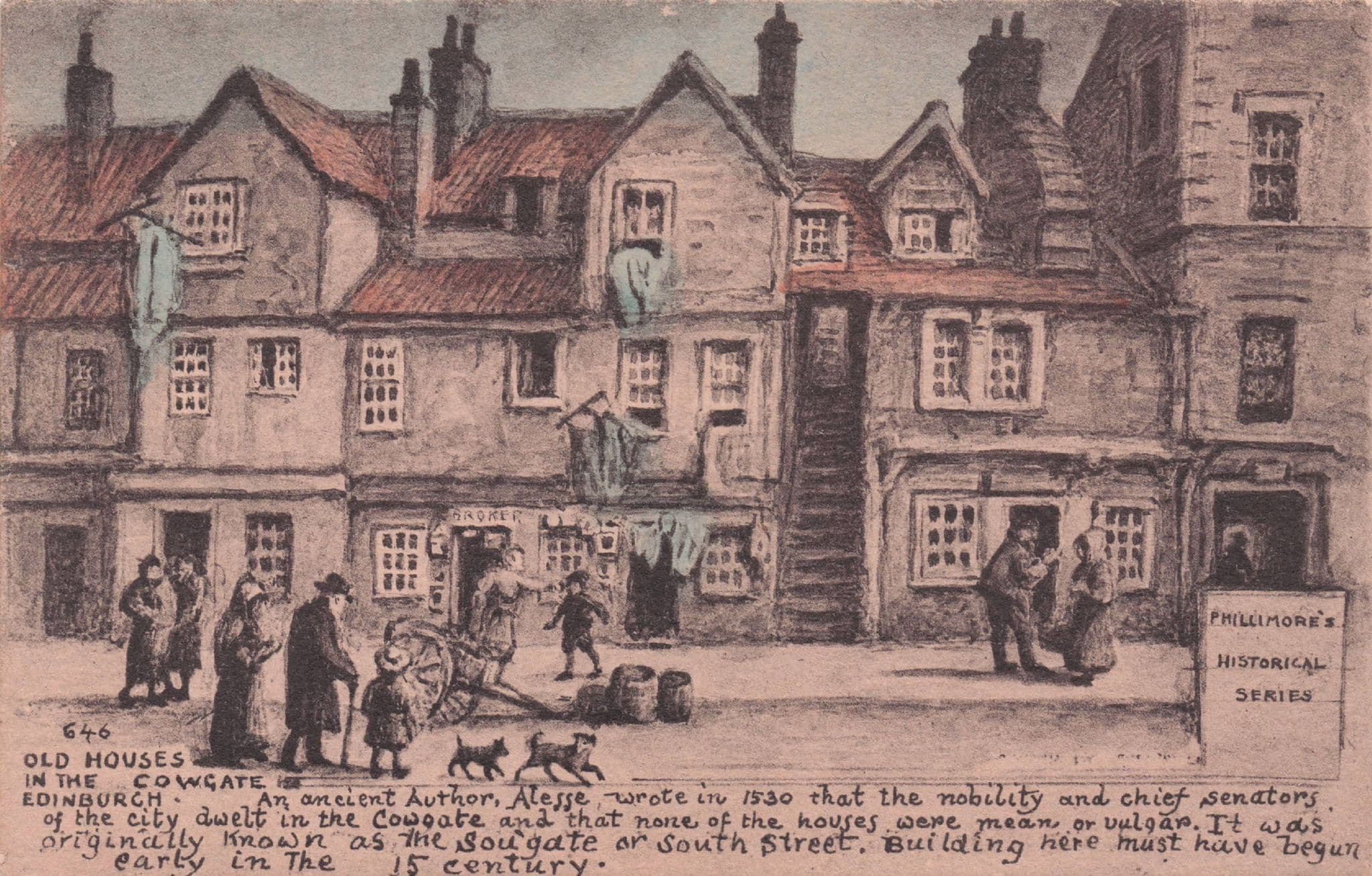 Old Houses in Cowgate Edinburgh Rare Phillimore Scottish Postcard