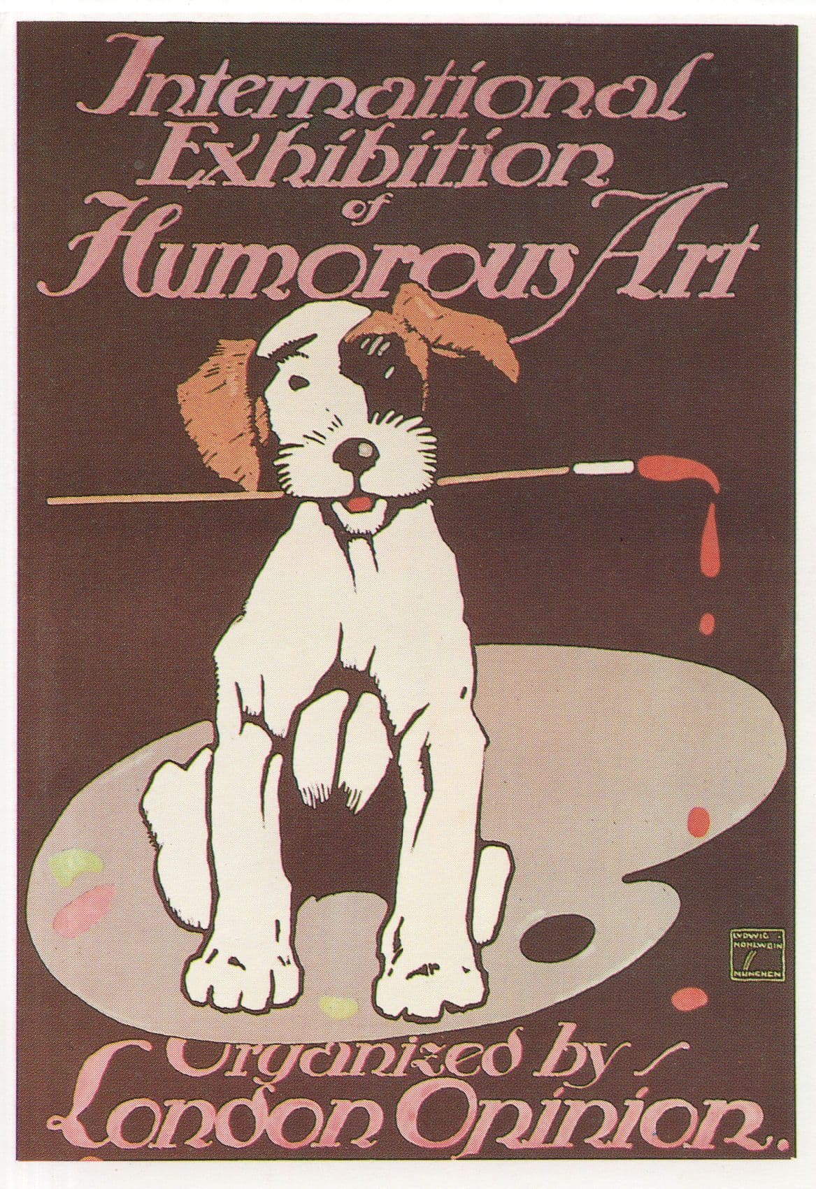 Old International Exhibition Of Humourous Comic Art Poster Postcard