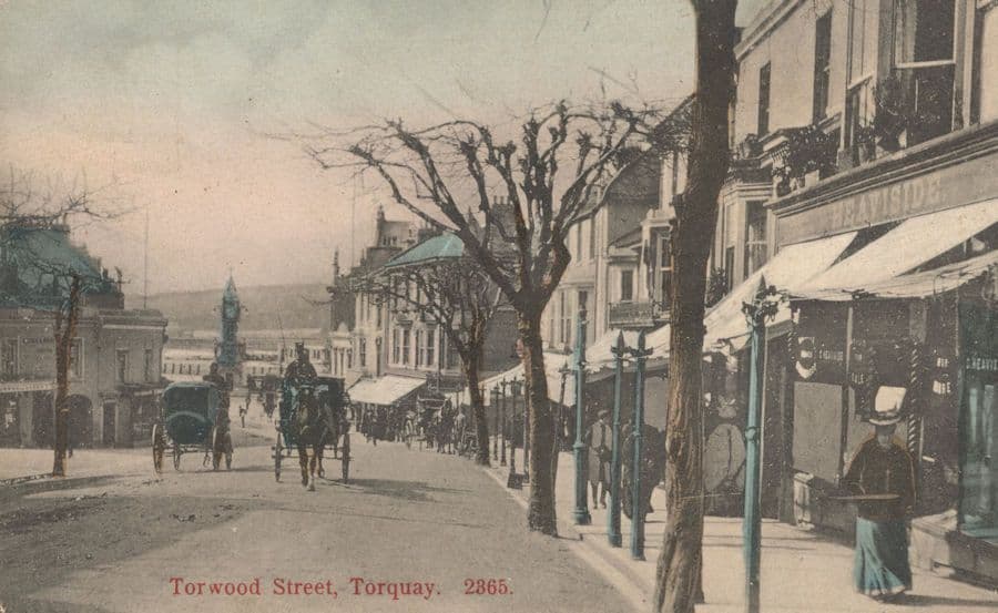 Old Lady at Heaviside Shop Torwood Street Torquay Devon Old Postcard