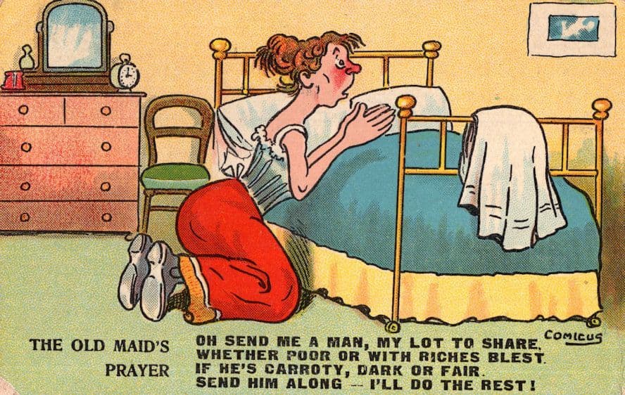 Old Maids Prayer Corset Girdle Antique Comic Postcard