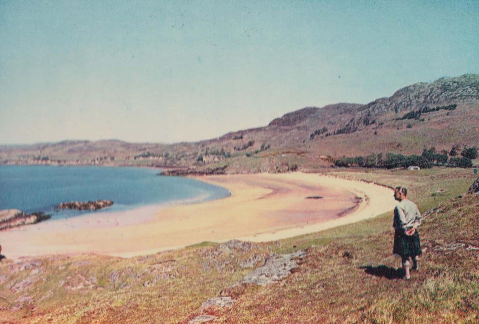 Old Man with Kilt at Gairloch Sands Postcard