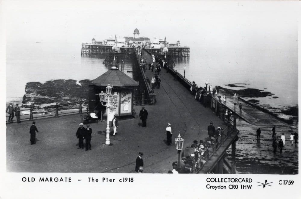 Old Margate Pier in 1918 During WW1 Photo Postcard