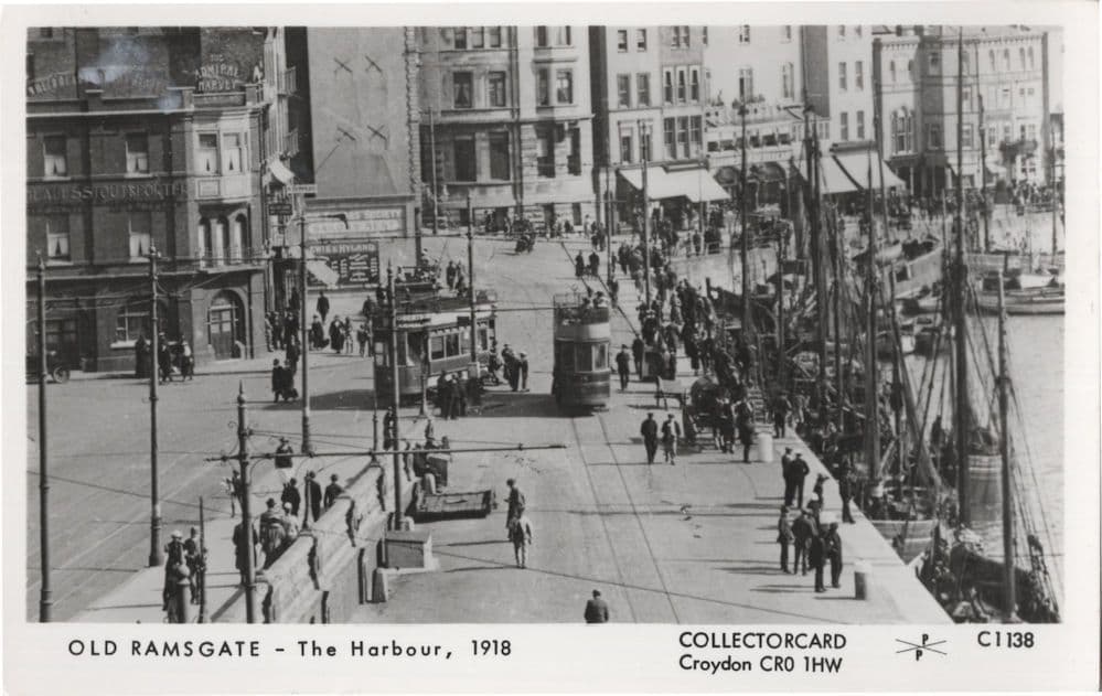 Old Ramsgate War Bus Harbour Tram in 1918 Photo Postcard
