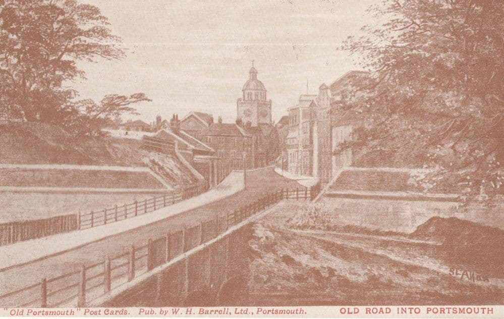 Old Road Into Portsmouth Antique Postcard