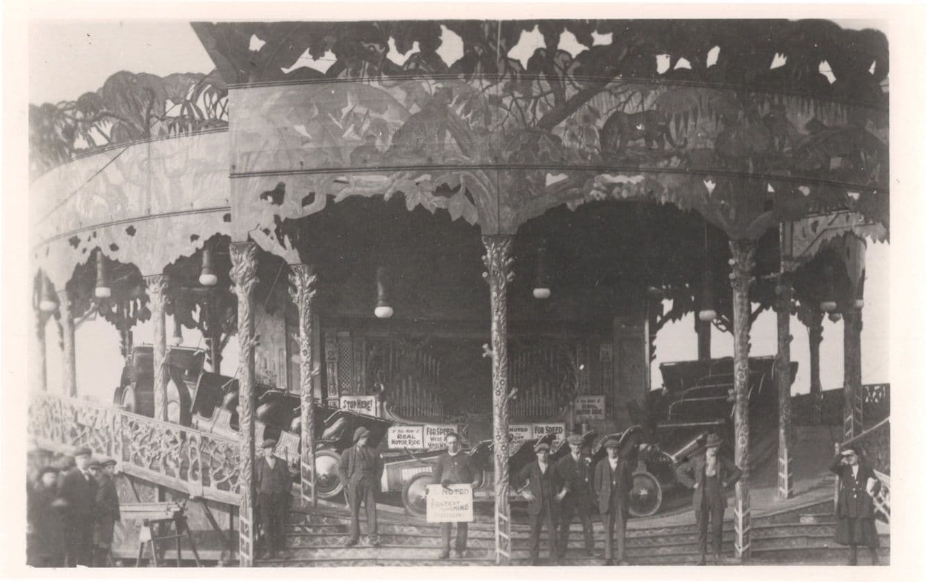 Old Sports Car Fastest Thrill Fairground Ride & Staff Photo