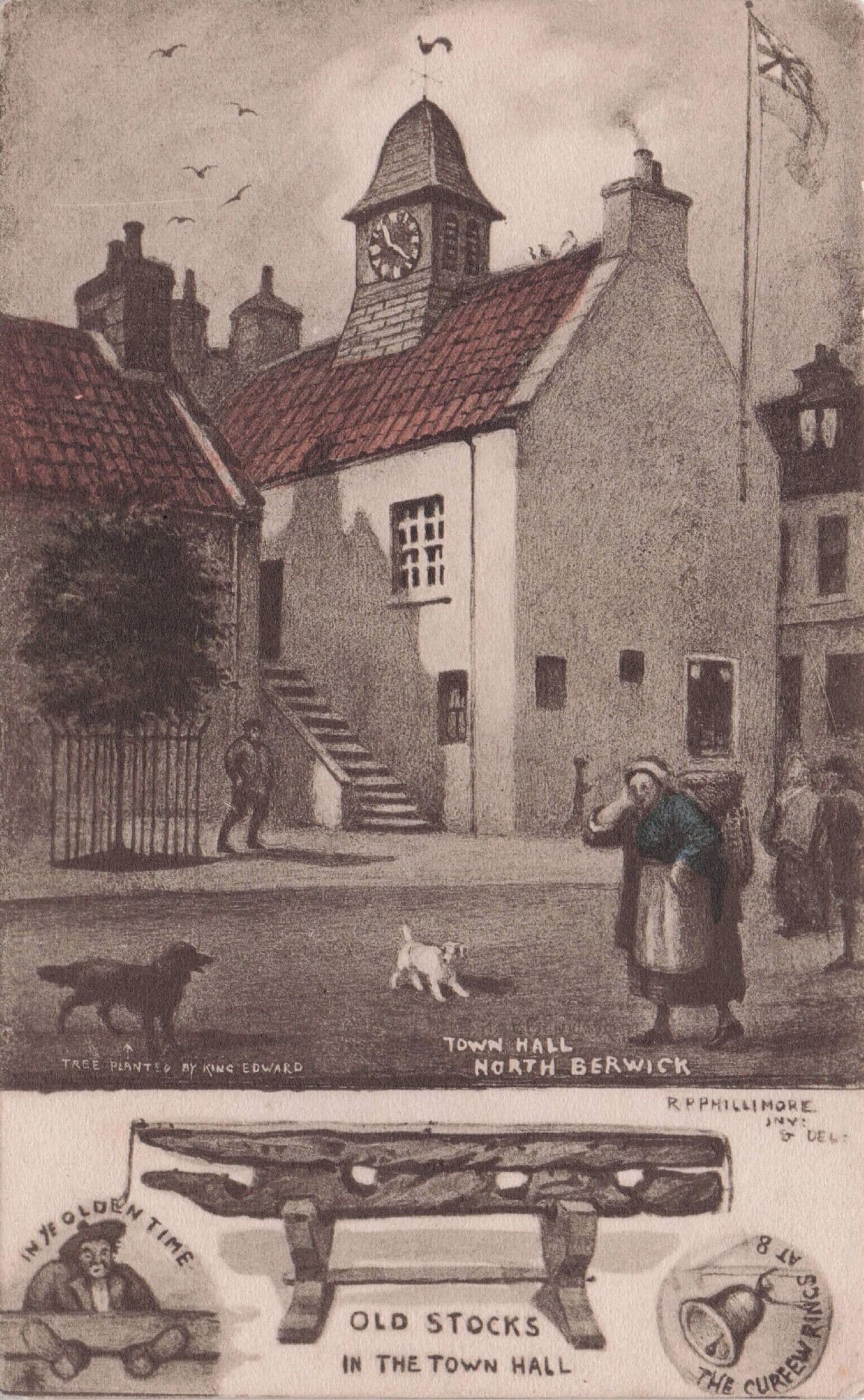 Old Stocks North Berwick Torture Device Scottish Old Phillimore Postcard