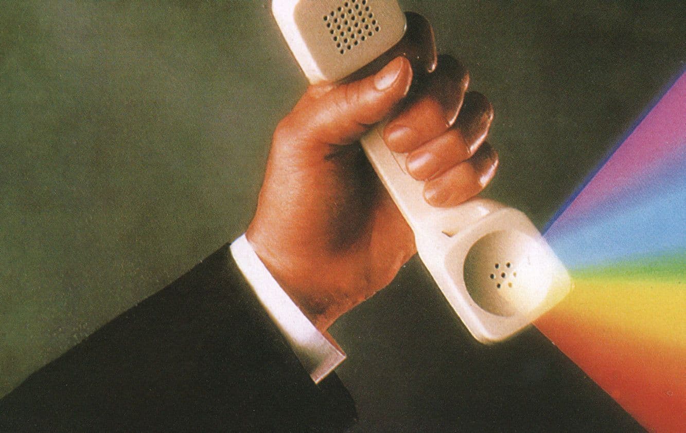 Old Telephone With Spectrum Of Light Plain Back POstcard