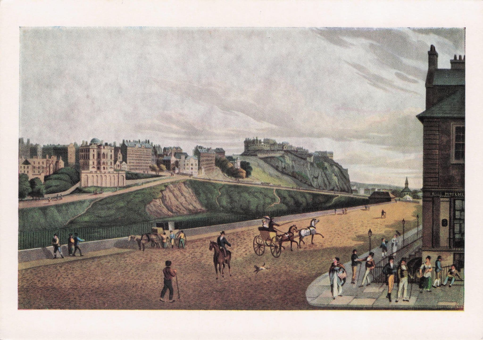 Old Town Princes Street Edinburgh 1854 Scottish Painting postcard