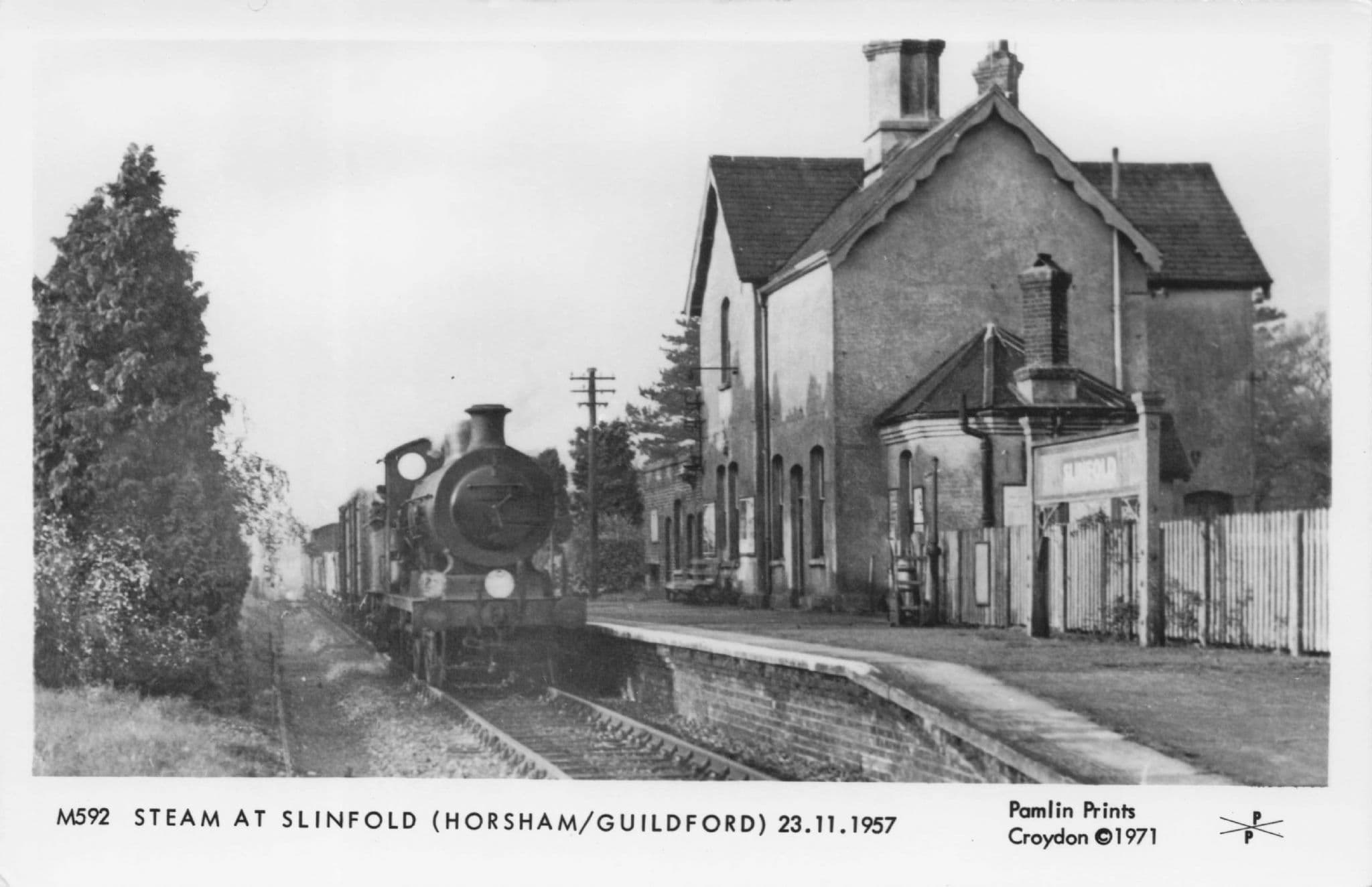 Old Train at Slinford Station Guildford Pamlin Prints Railway RPC Postcard