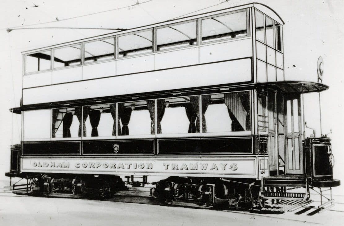 Oldham Corporation Tramways Antique Bus PB Postcard Photo