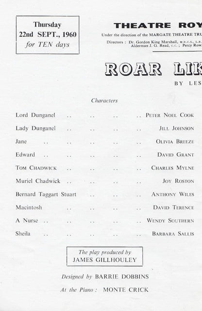 Olivia Breeze On The Buses Roar Like A Dove Kent Old Theatre Programme