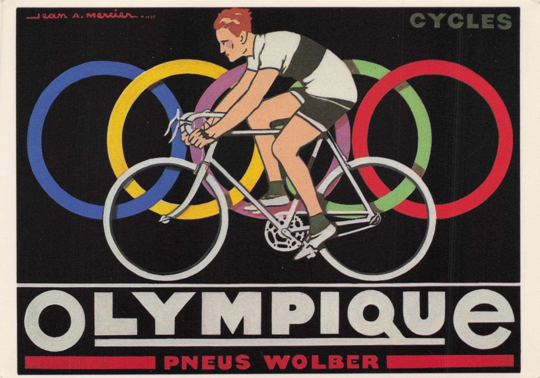 Olympique Cycles Sports Bicycles Games French Poster Postcard