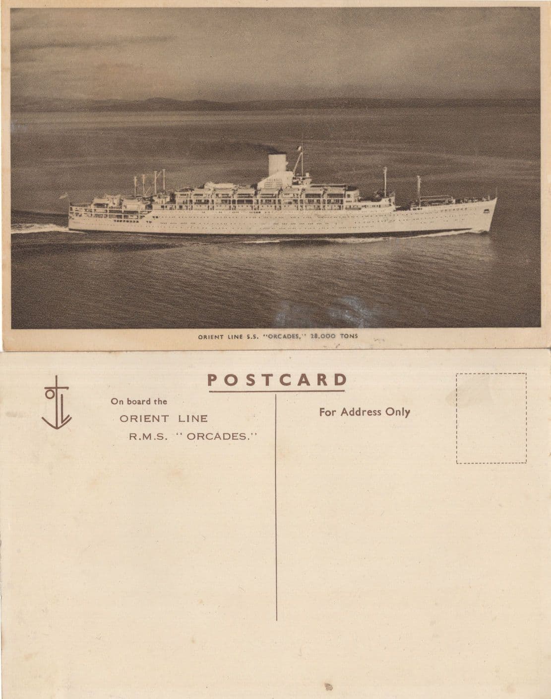 On Board The SS Orcades 2x Orient Lines Ship Unposted Postcard s