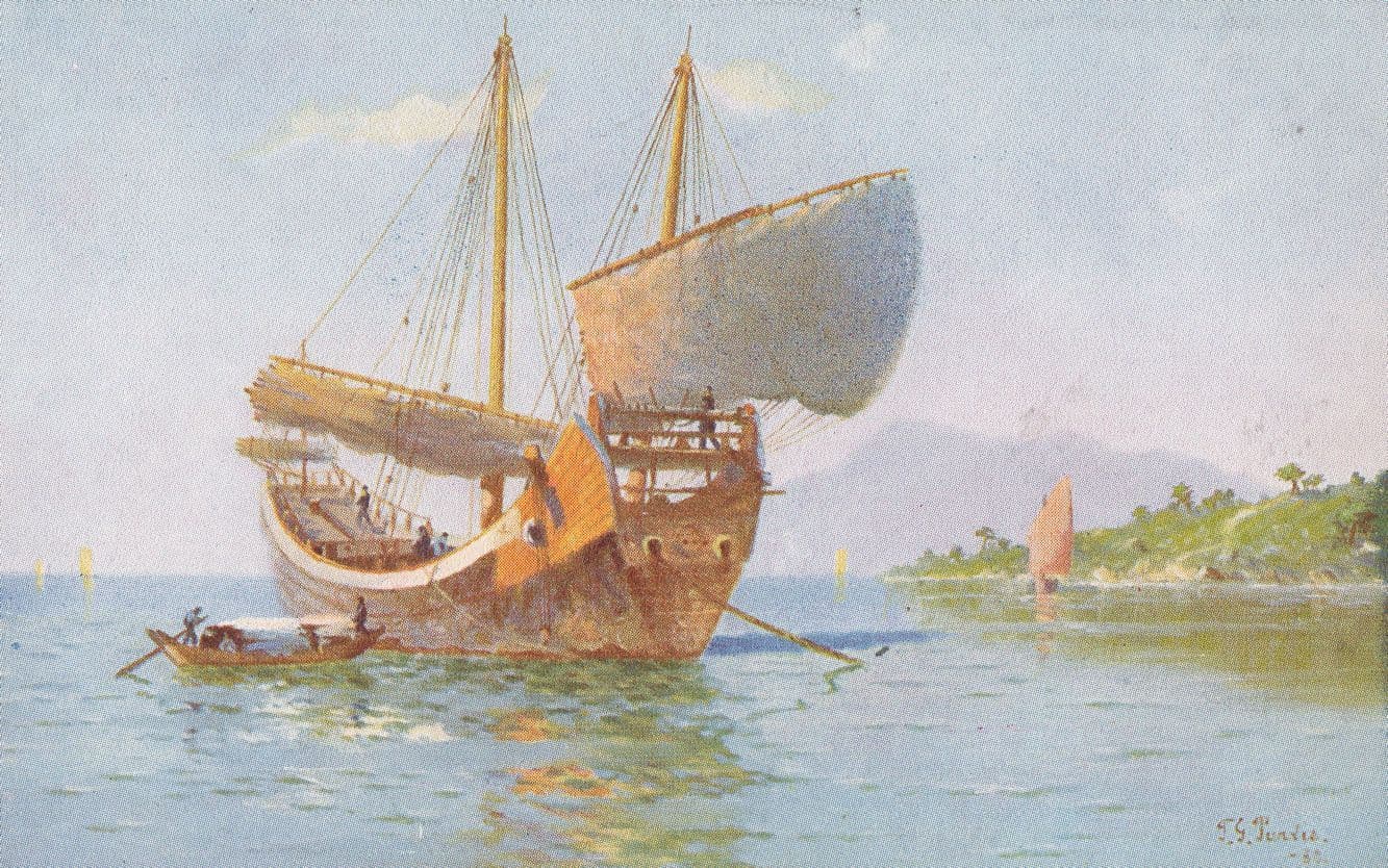 On Board The SS President Ship Antique American Painting Postcard