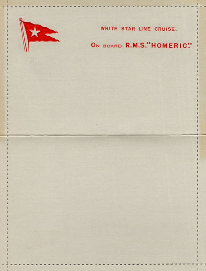 On Board White Star Lines RMS Homeric Ship Old Greeting Card