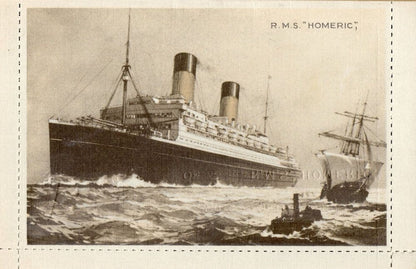 On Board White Star Lines RMS Homeric Ship Old Greeting Card