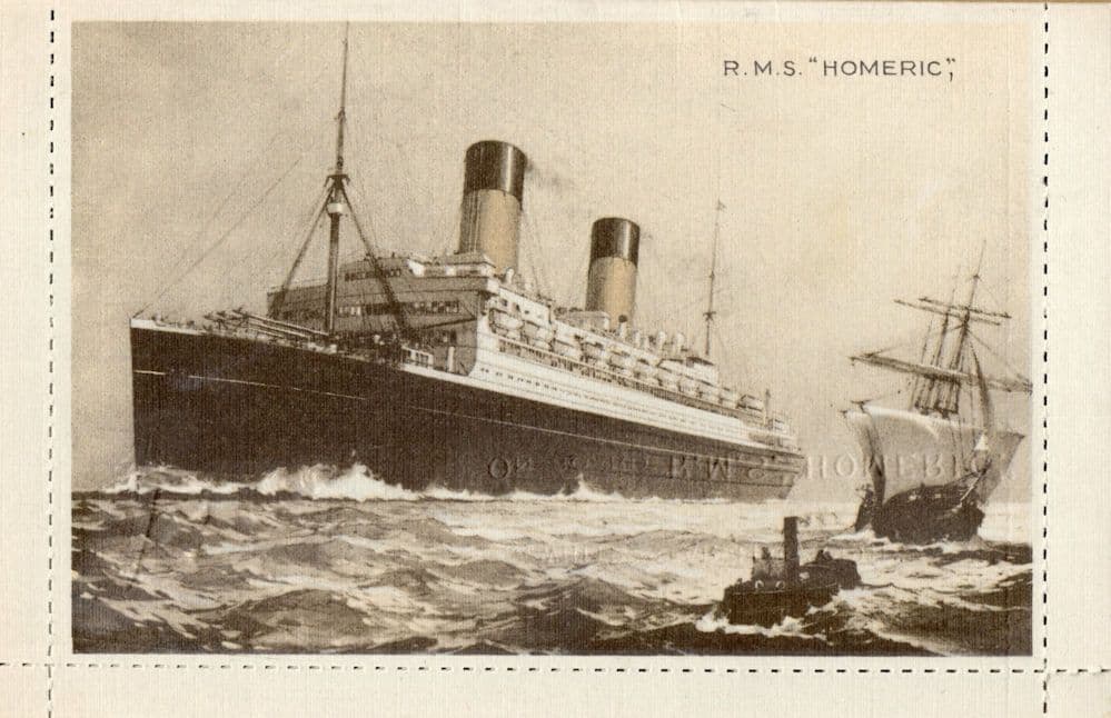 On Board White Star Lines RMS Homeric Ship Old Greeting Card