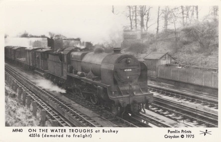 On the Water Troughs at Bushey 45516 Train Railway Postcard