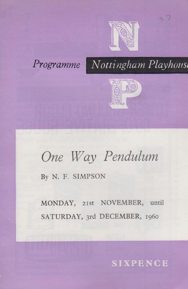 One Way Pendulum NF Simpson Nottingham Playhouse Theatre Programme