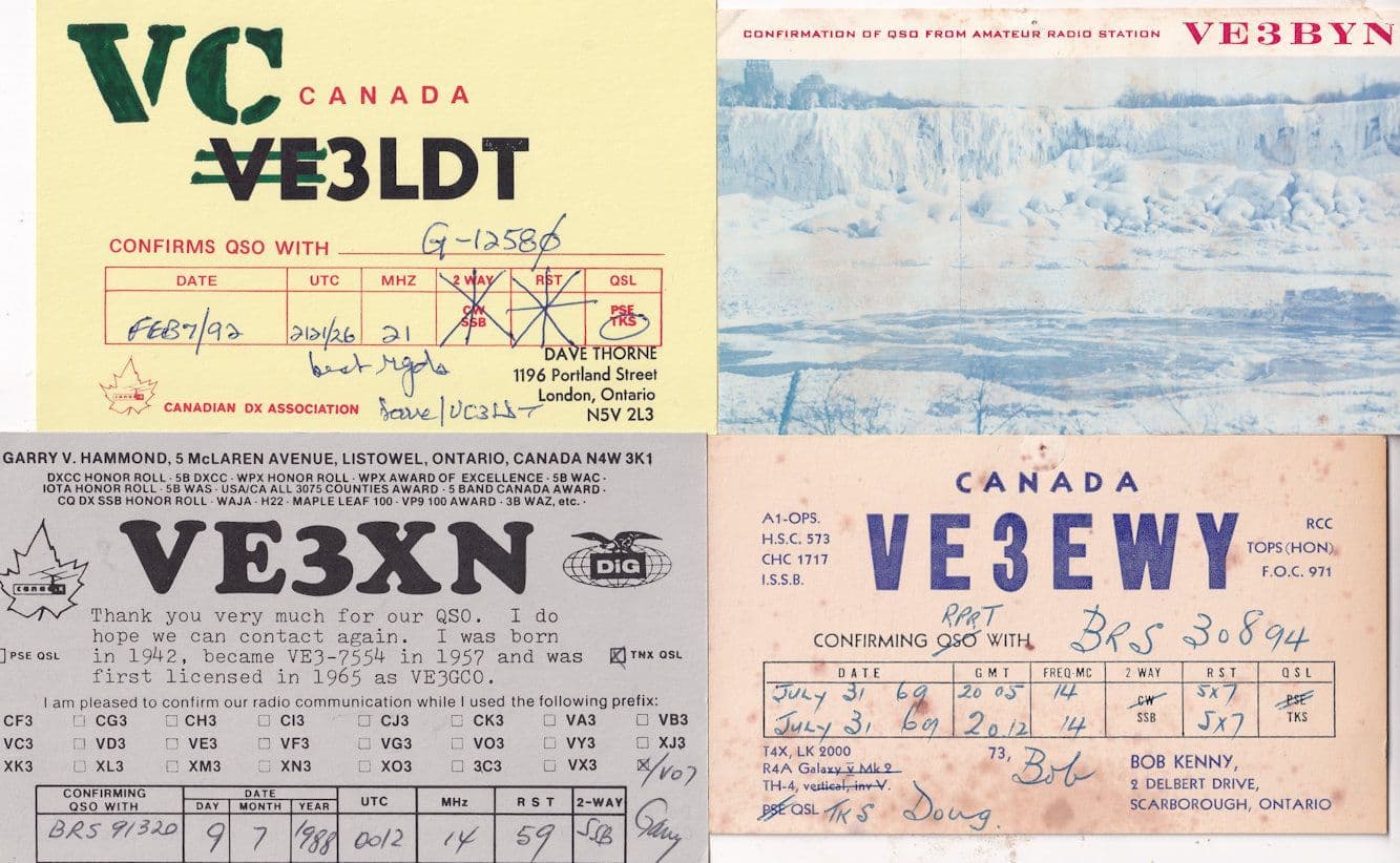 Ontario Canada incl Scarborough Listowel Niagara Falls 4x QSL Amateur Radio Card s