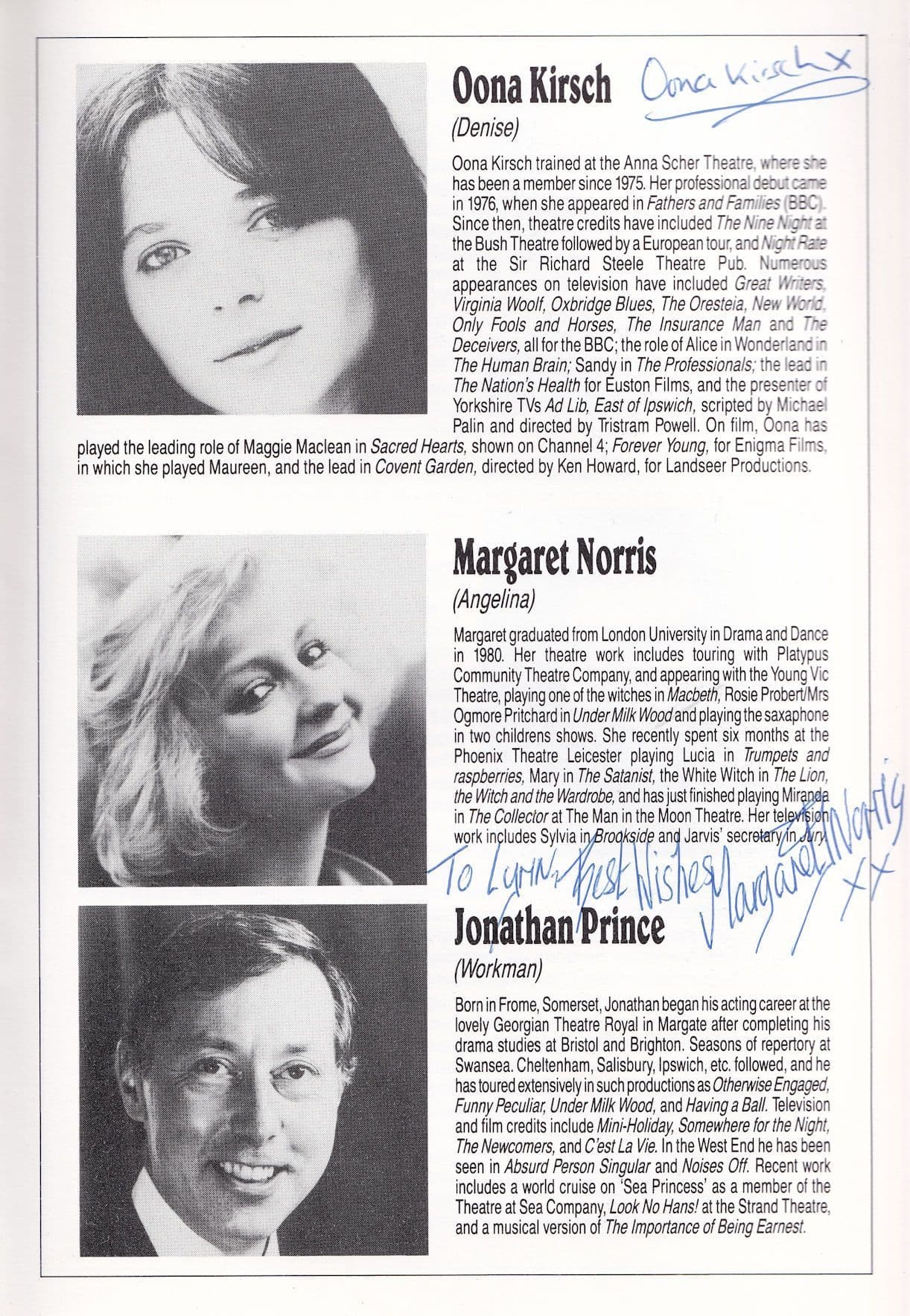 Oona Kirsch Only Fools & Horses Court In The Act Hand Signed Programme