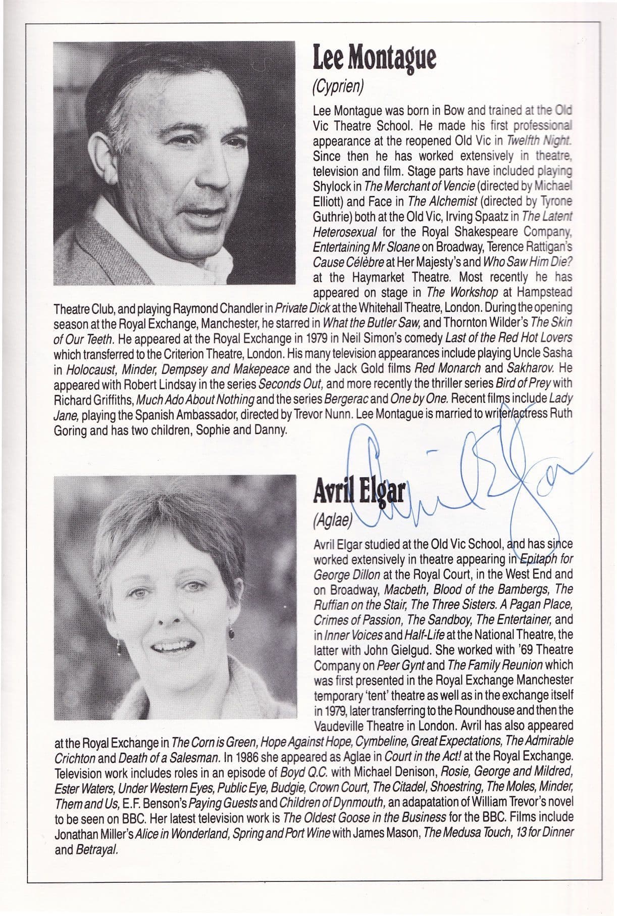 Oona Kirsch Only Fools & Horses Court In The Act Hand Signed Programme