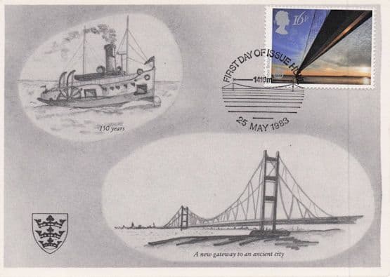 Opening Of Humber Bridge 1983 Boat Ship Yorkshire Postcard FDC