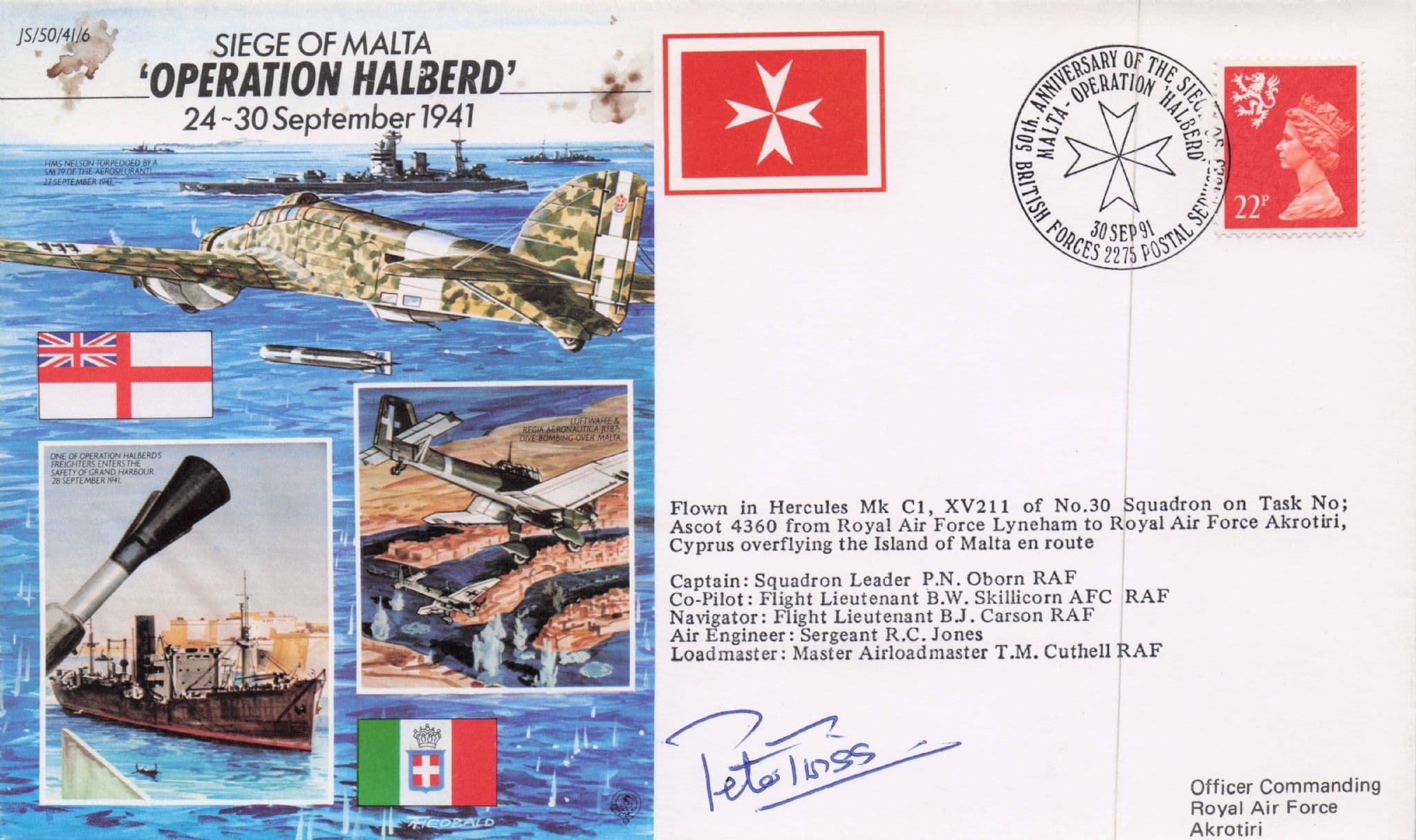 Operation Halberd Malta Seige Peter Twiss OBE Hand Signed FDC