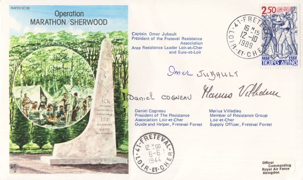 Operation Marathon Sherwood Hand Signed 3x of Resistance Group FDC