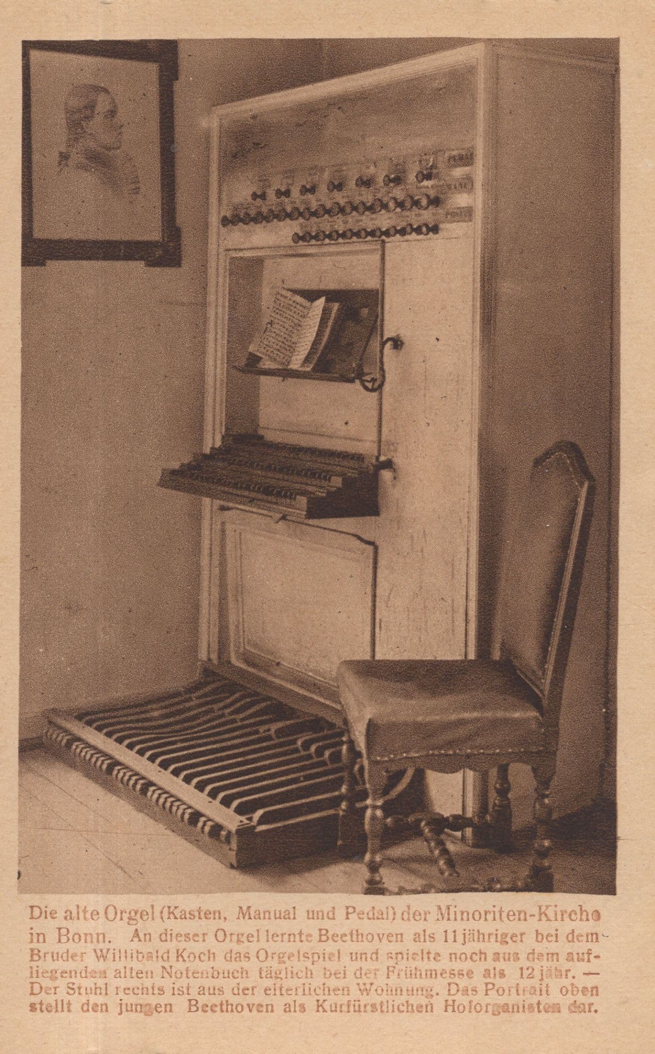 Orgel Kasten Manual Pedal der Minoriten Bonn Germany Old Postcard