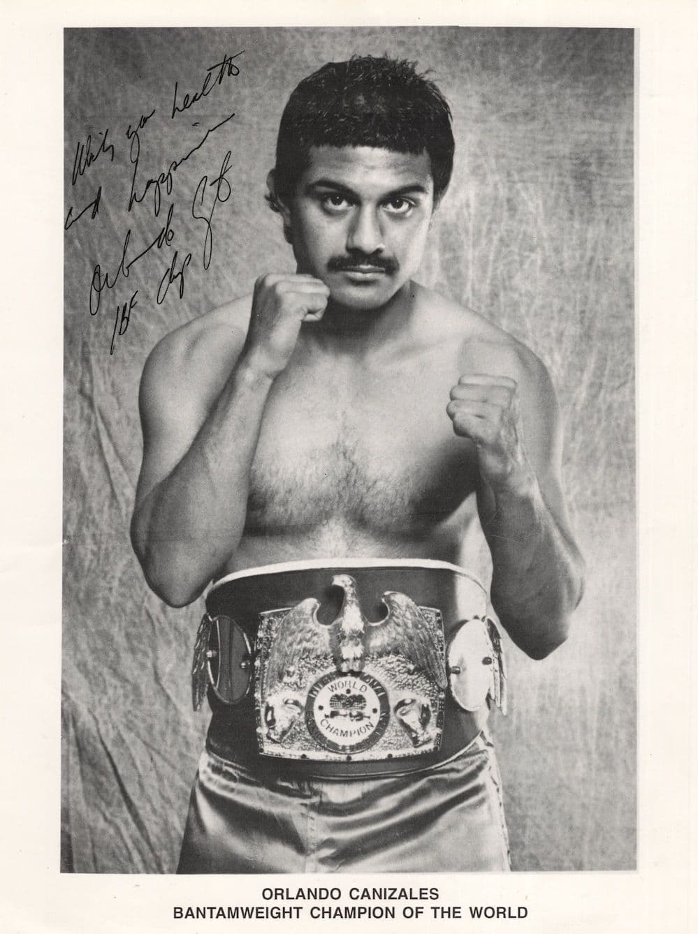 Orlando Canizales Boxer Bantamweight Champion 10x8 Hand Signed Photo