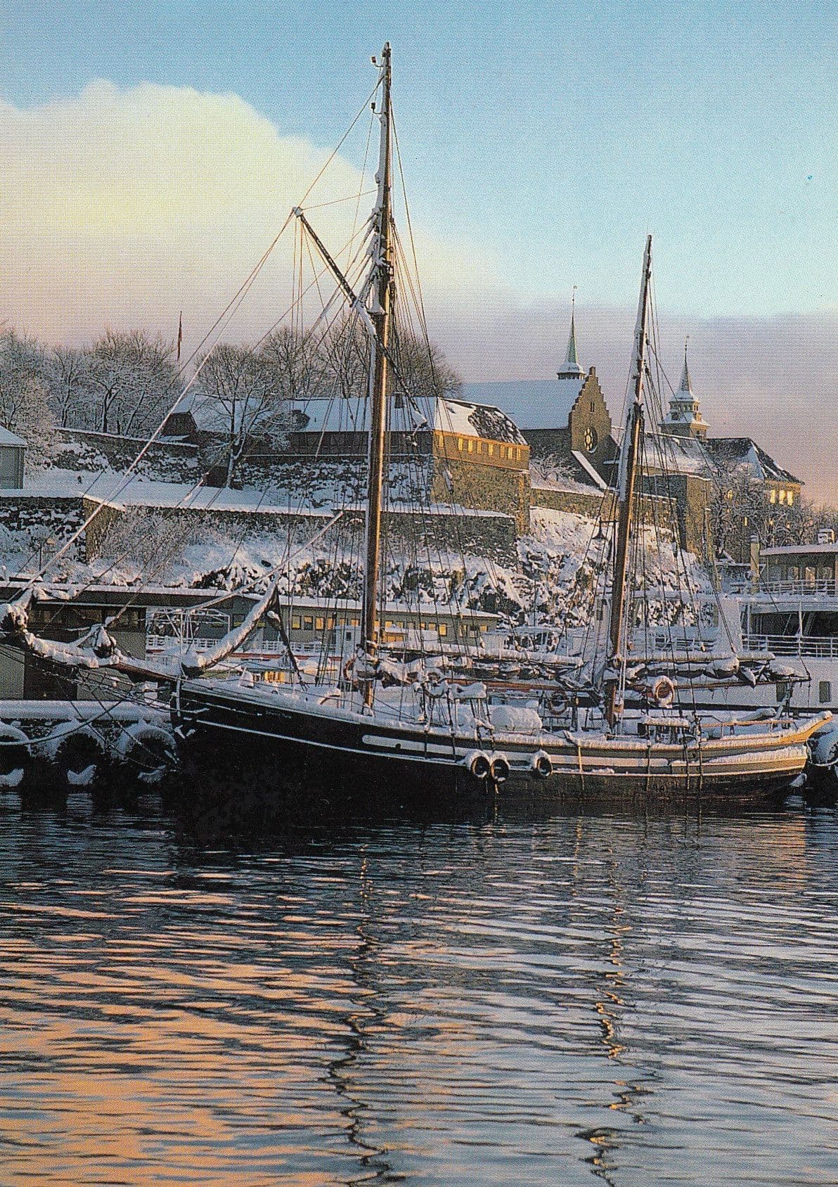 Oslo Boat In Ice Akershus Festning Og Slott Norway Postcard