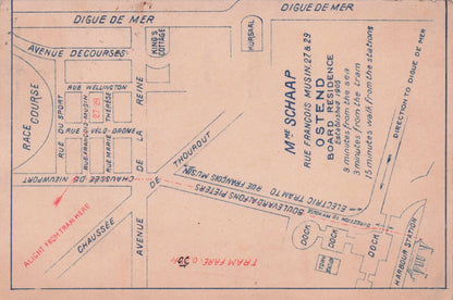 Ostend Villa Elisa Belgium Rare Hotel Fold Open Map Old Postcard