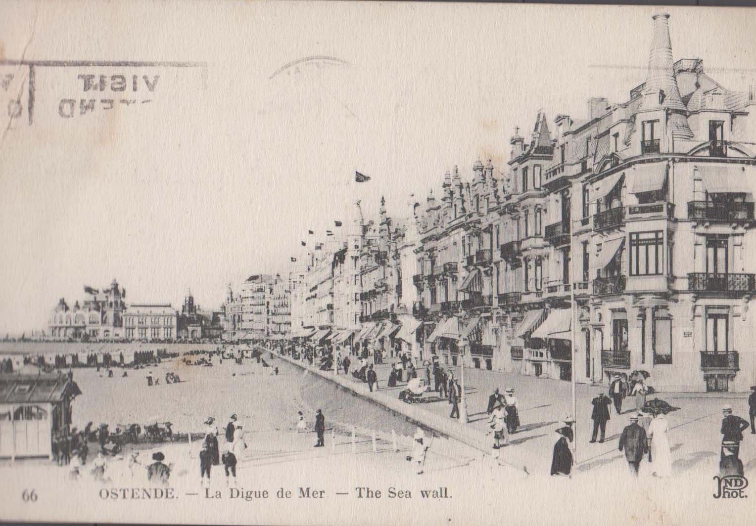 Ostende The Sea Wall La Digue De Mer Antique Belgium Postcard