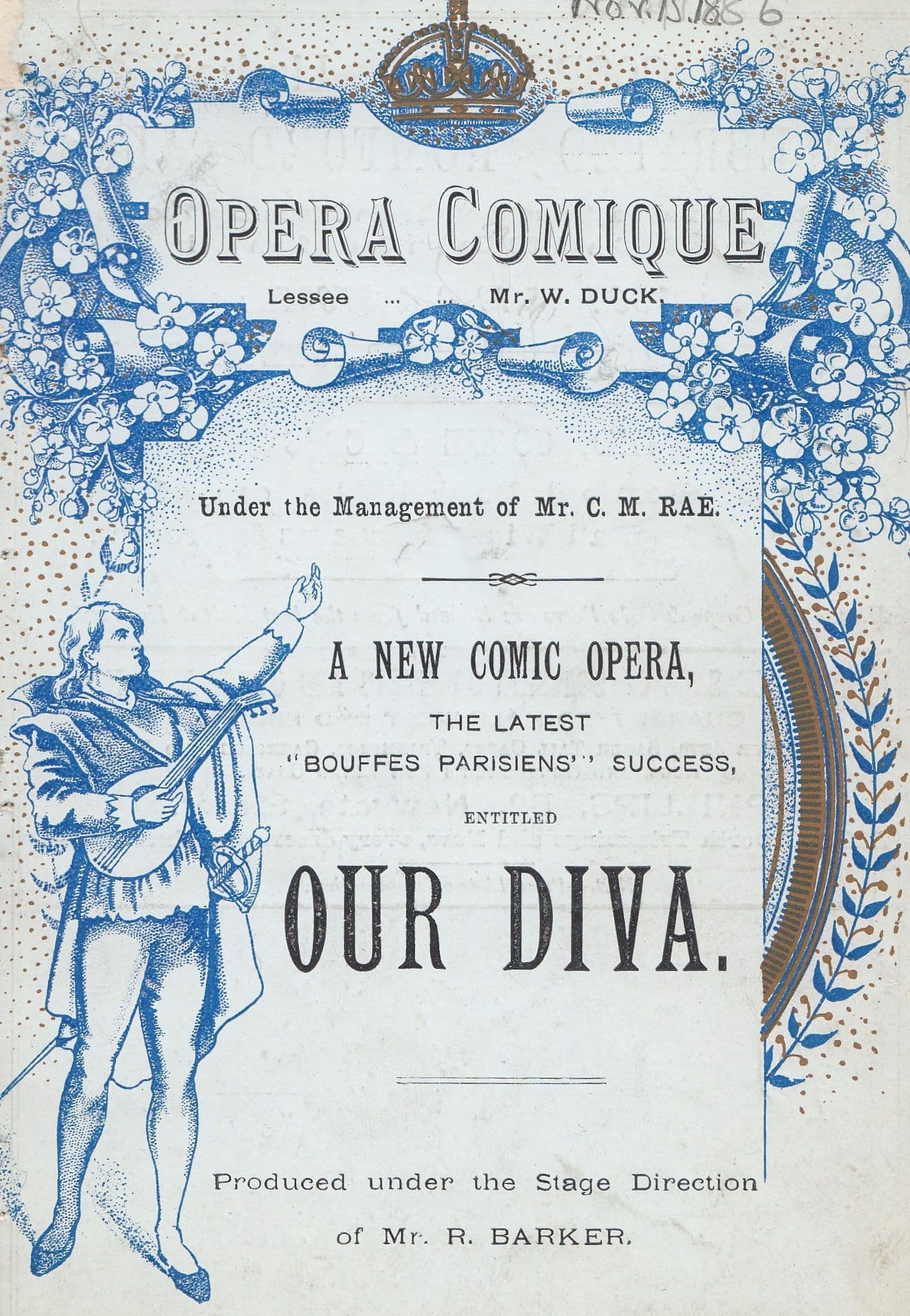 Our Diva Opera Comique Victorian London Theatre Programme