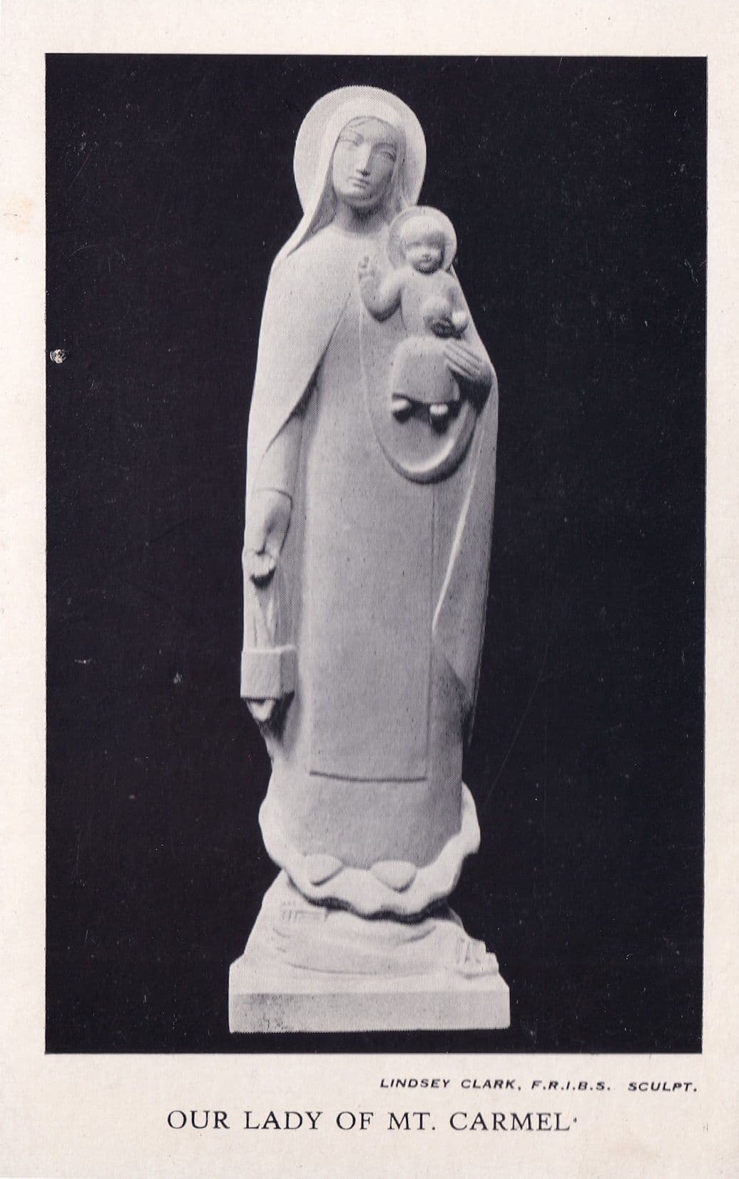Our Lady Of Mount Carmel Statue Kent Old Plain Back Postcard