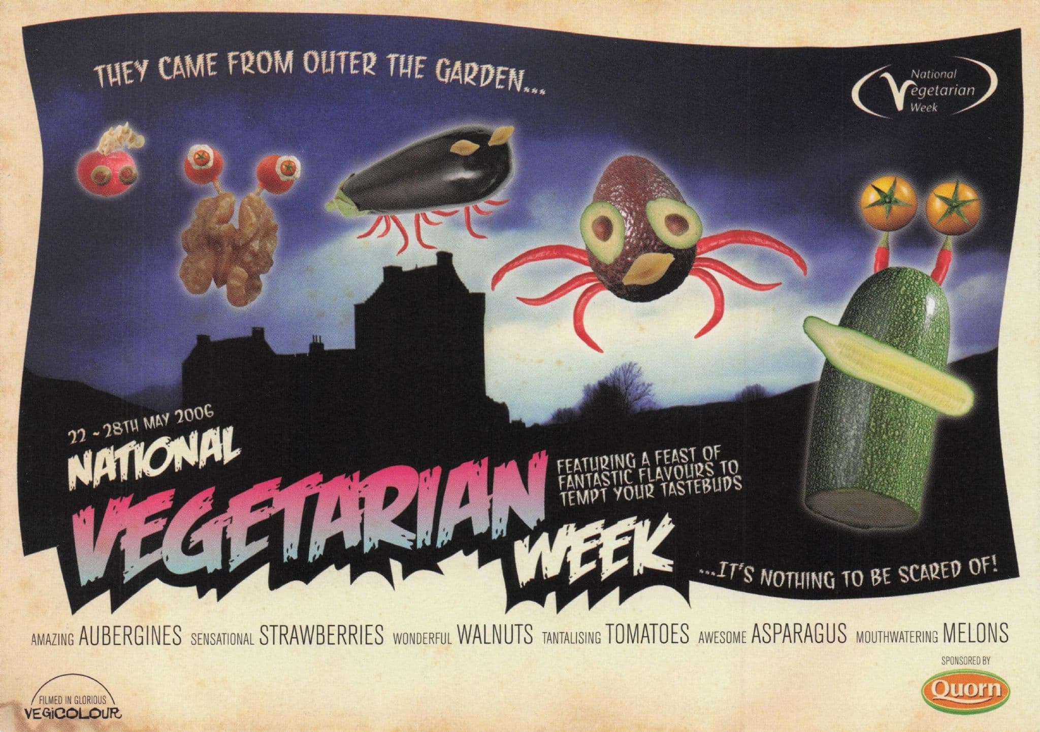 Outer Space Fish Creatures Vegetarian Food Week Advertising Postcard
