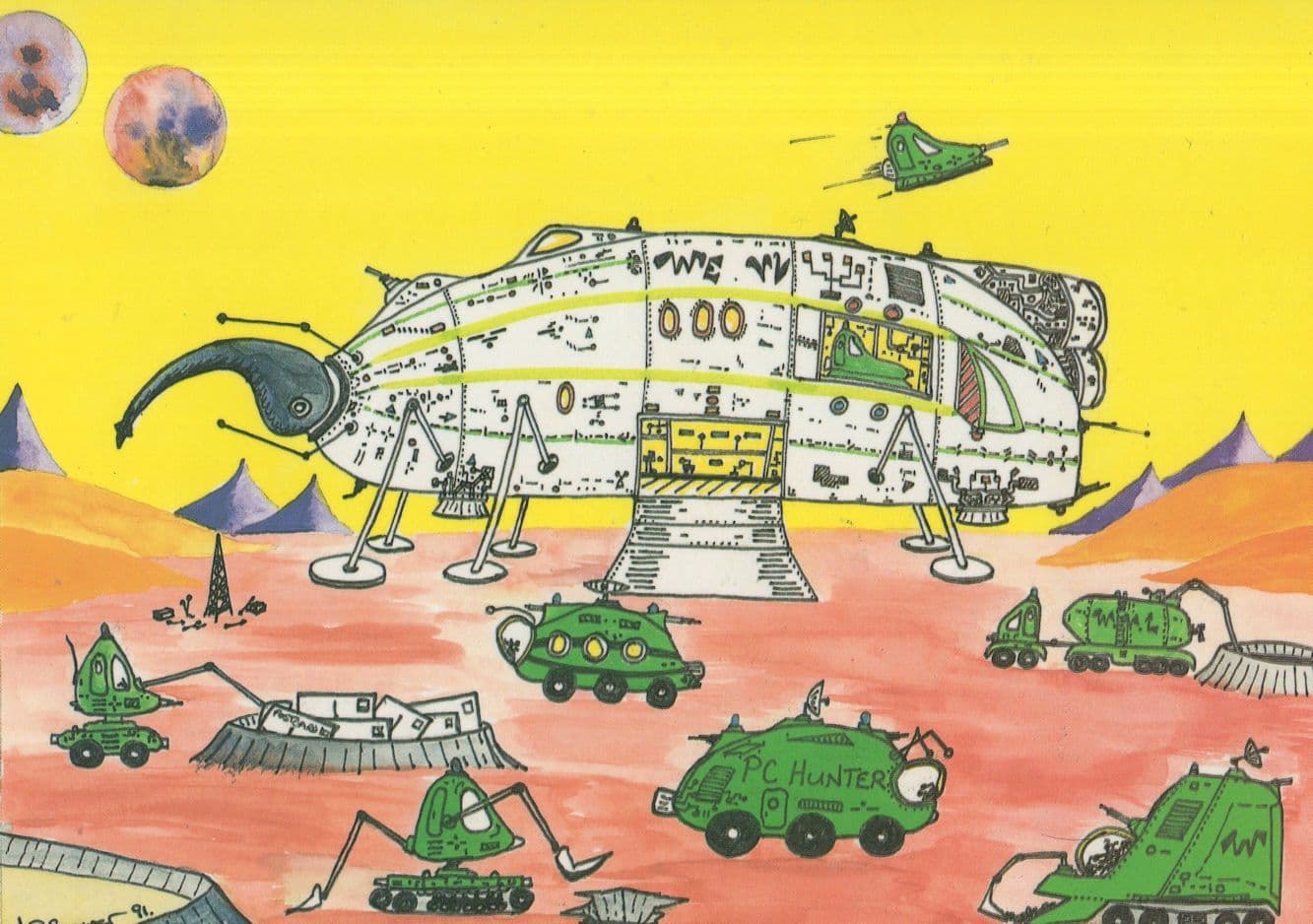 Outer Space Mining in 2021 Wrong Prediction UFO Comic Postcard