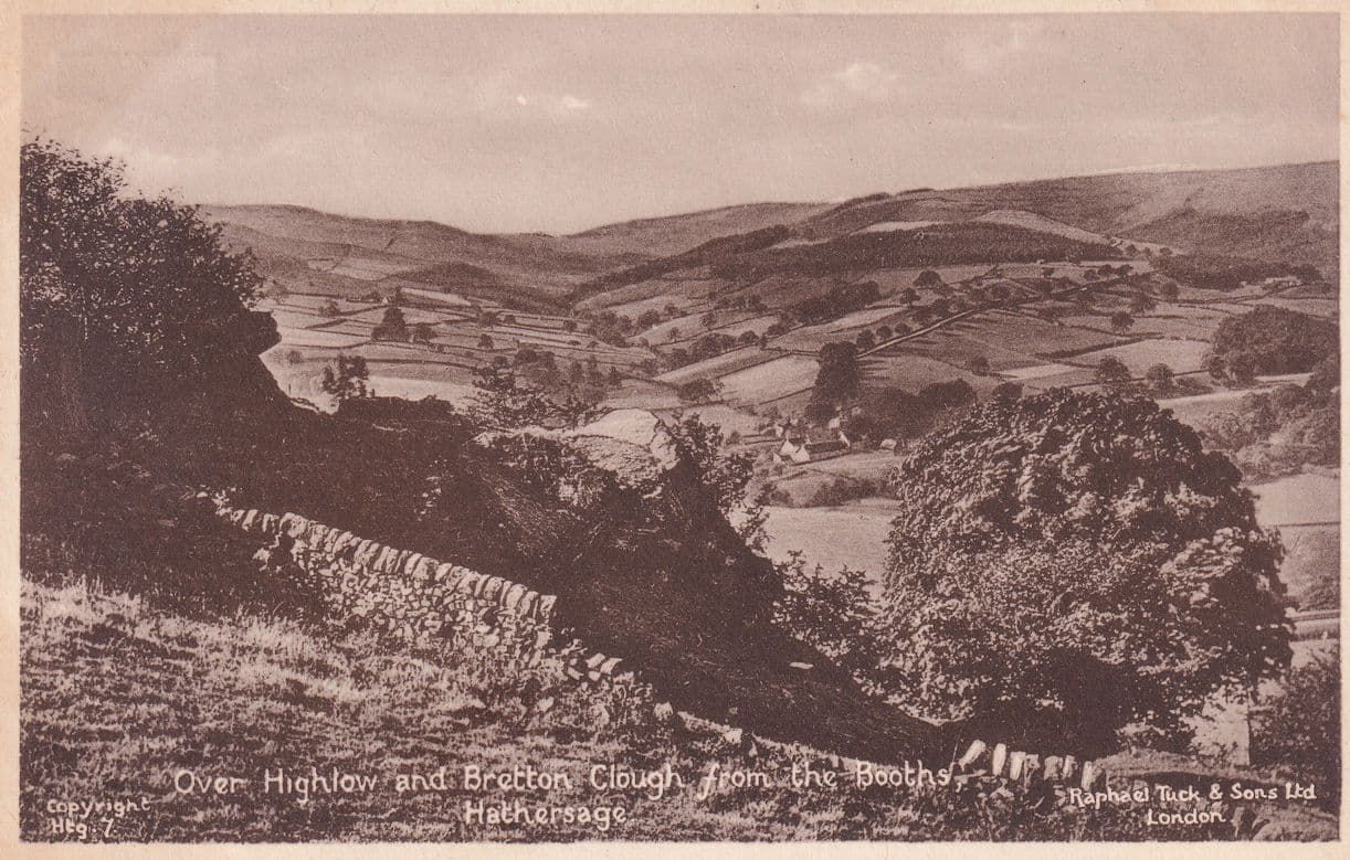 Over Highlow Bretton Clough Havesage WW2 Derby Postcard
