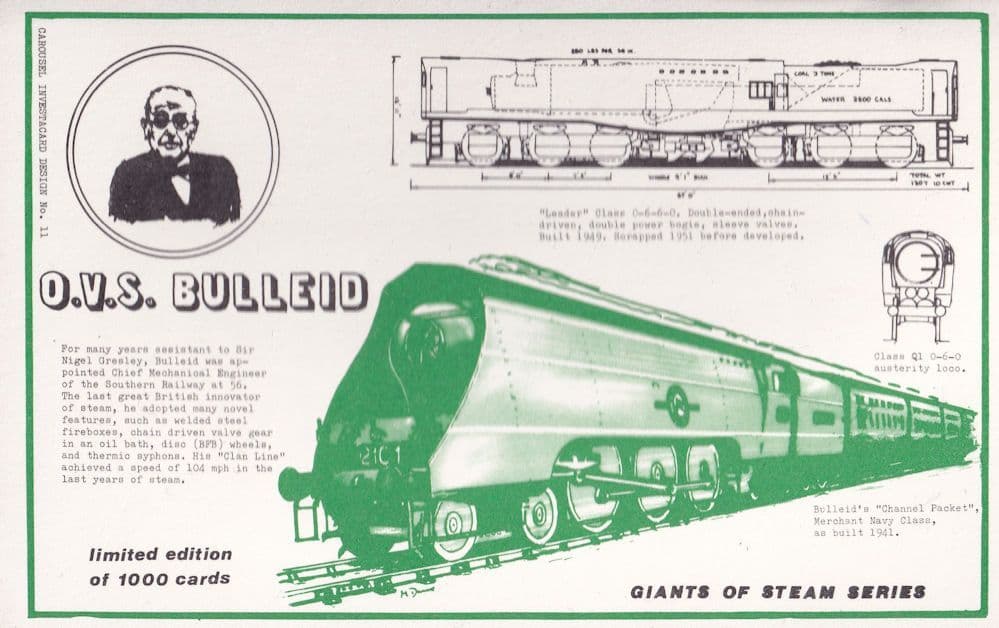 OVS Bulleid Steam Train Rare Limited Edition postcard