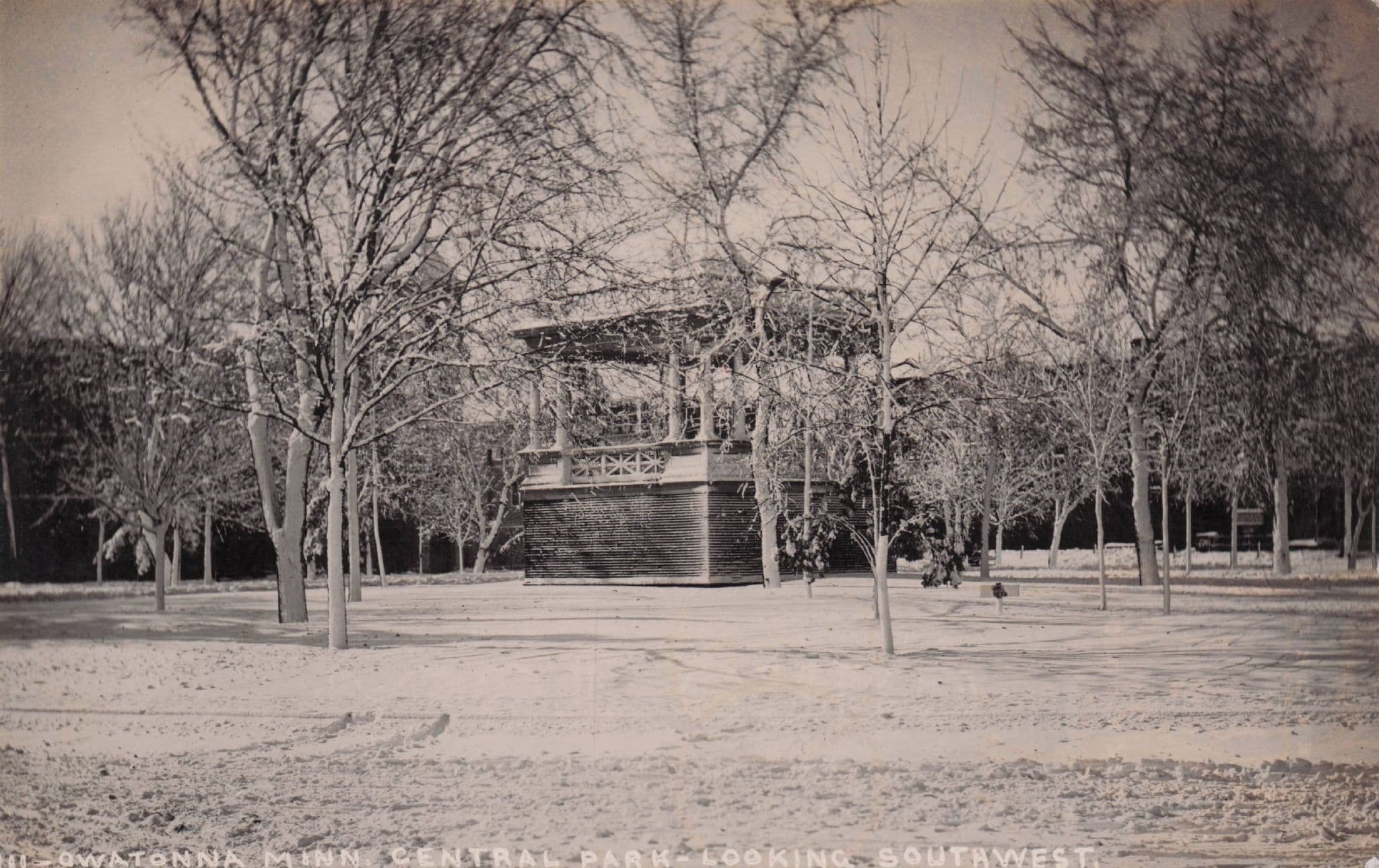 Owatonna Central Park From SW Minnesota USA Old Postcard
