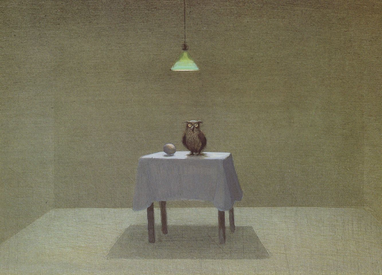 Owl & Birds Egg On Prison Room Table German Painting Postcard