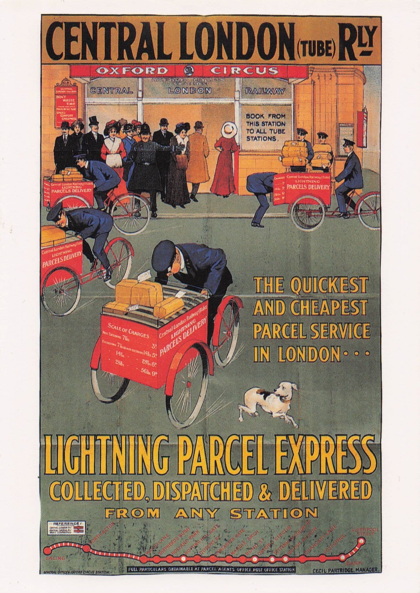 Oxford Circus Tube Railway London Travel in 1911 Advertising Postcard