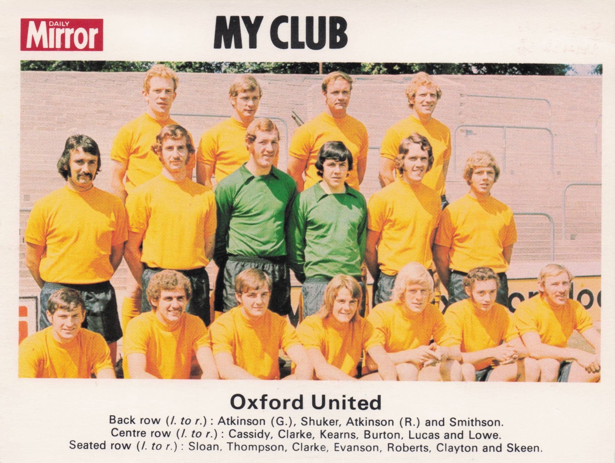 Oxford United Football My Club Daily Mirror Rare PB Postcard